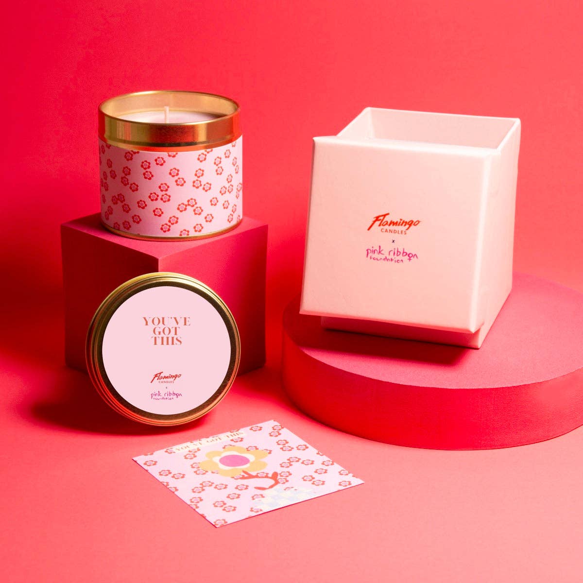 Pink Ribbon Foundation 'You Got This' Tin Candle Get Well Soon Gift | Laughing Sisters UK