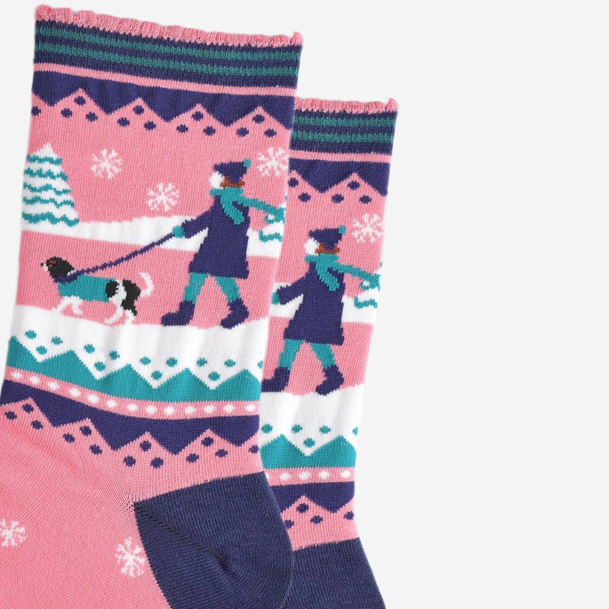 Winter dog walk - Women's Bamboo Christmas Socks | Laughing Sisters UK