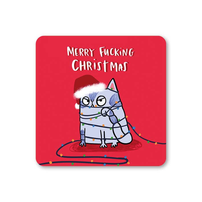 Merry Fucking Christmas - Grumpy Cat Coaster | Laughing Sisters UK