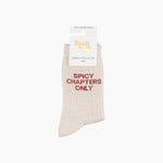 Spicy Chapters Only - cream glitter cotton socks. Literary book lover gift | Laughing Sisters UK