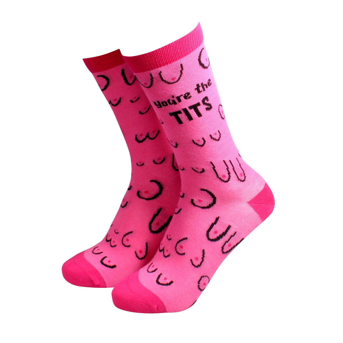 Pink boob-themed funny socks for a feminist UK | Laughing Sisters