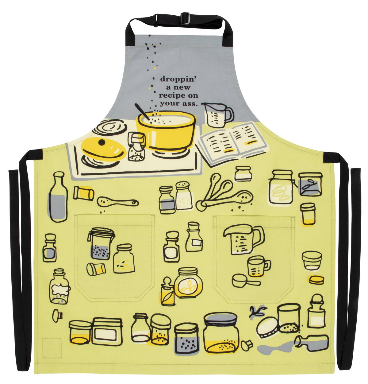 'Droppin a new recipe' Funny Apron | Laughing Sisters UK