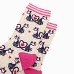 Love Heart cats - women's bamboo socks for valentines day | Laughing Sisters UK