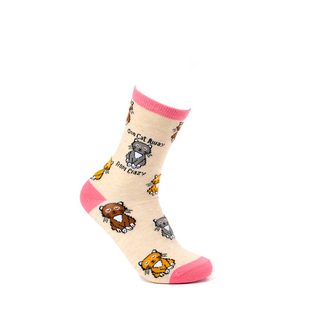 One cat away from crazy - funny womens cat socks | Laughing Sisters UK