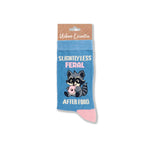 Slightly less feral after food - funny women's socks | Laughing Sisters UK