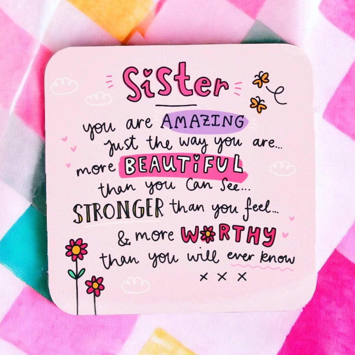 Sister you are amazing - Drinks coaster gift for your sister | Laughing Sisters UK