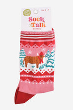 Winter Highland Cow Women's Bamboo Socks | Laughing Sisters UK