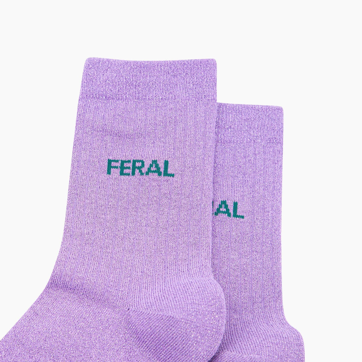 'Feral' purple glitter women's cotton socks - funny feminist gift | Laughing Sisters UK