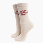 Spicy Chapters Only - cream glitter cotton socks. Literary book lover gift | Laughing Sisters UK