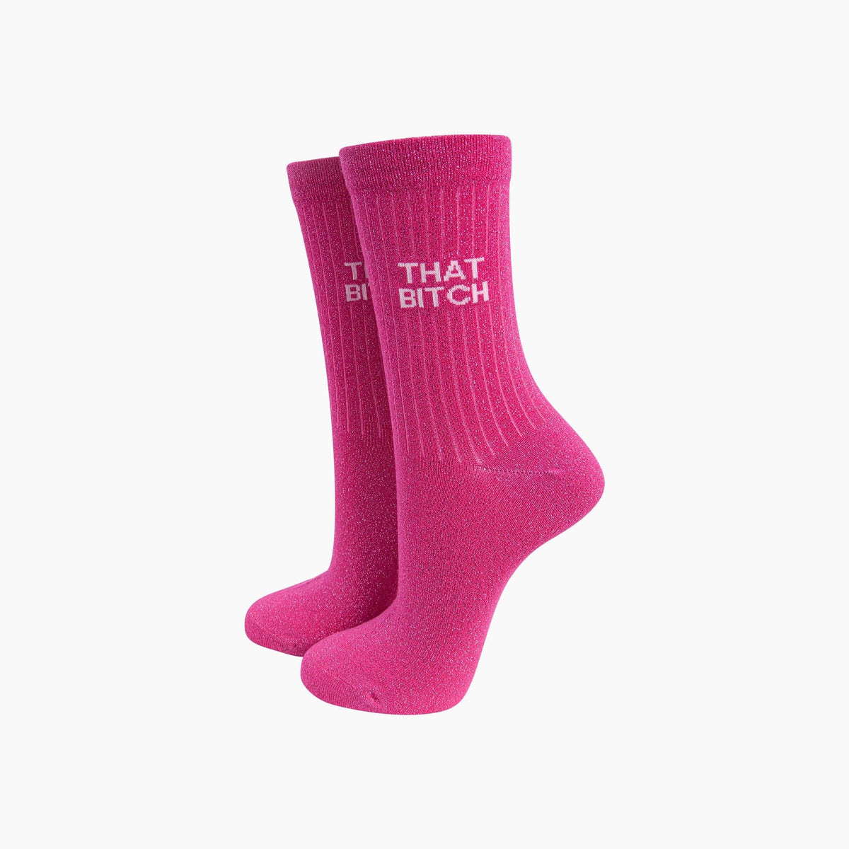 THAT BITCH Pink Glitter Socks for Women. Funny Feminist Socks | Laughing Sisters UK