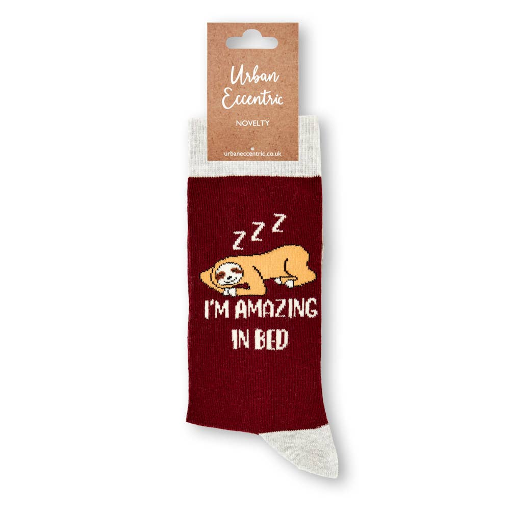 Amazing in bed funny sloth socks | Laughing Sisters UK