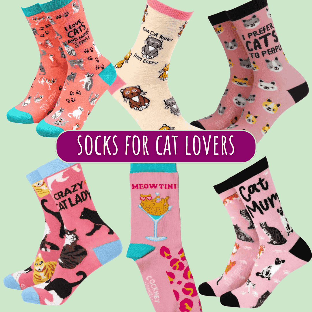 Funny socks for cat lovers - unique gift for cat Mums | Laughing Sisters UK