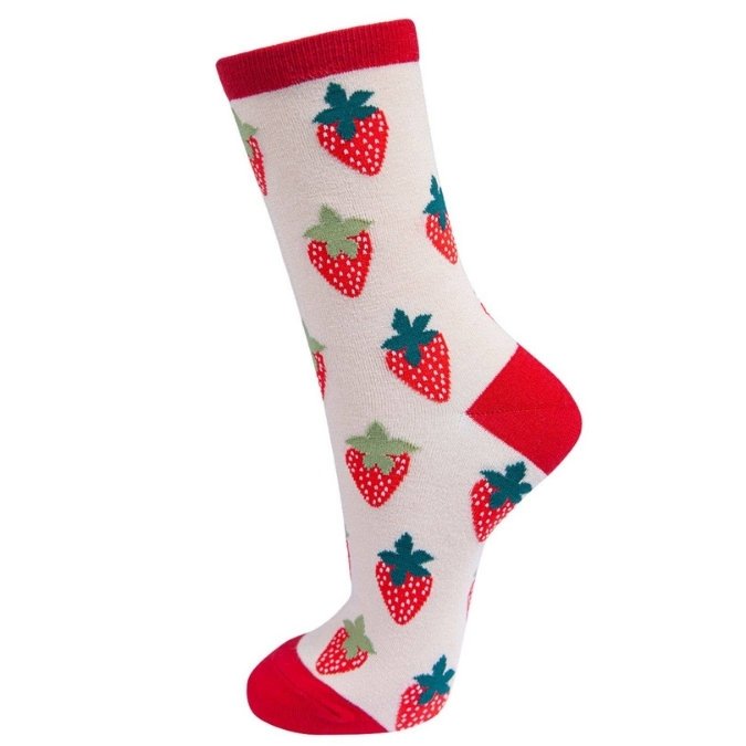 Fun Strawberry Womens Bamboo Socks | Laughing Sisters UK