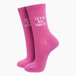 Let's Go Girls Pink Glitter Socks - fun socks for wannabe cowgirls | Laughing Sisters UK