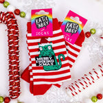 Merry Fucking Christmas - Katie Abey Cat Socks. Sweary Christmas Socks | Laughing Sisters UK