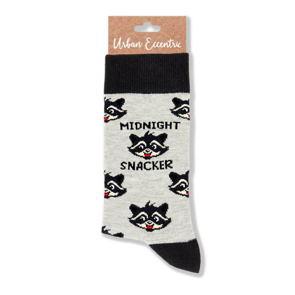 Midnight snacker racoon socks - funny socks | Laughing Sisters UK