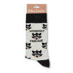 Midnight snacker racoon socks - funny socks | Laughing Sisters UK