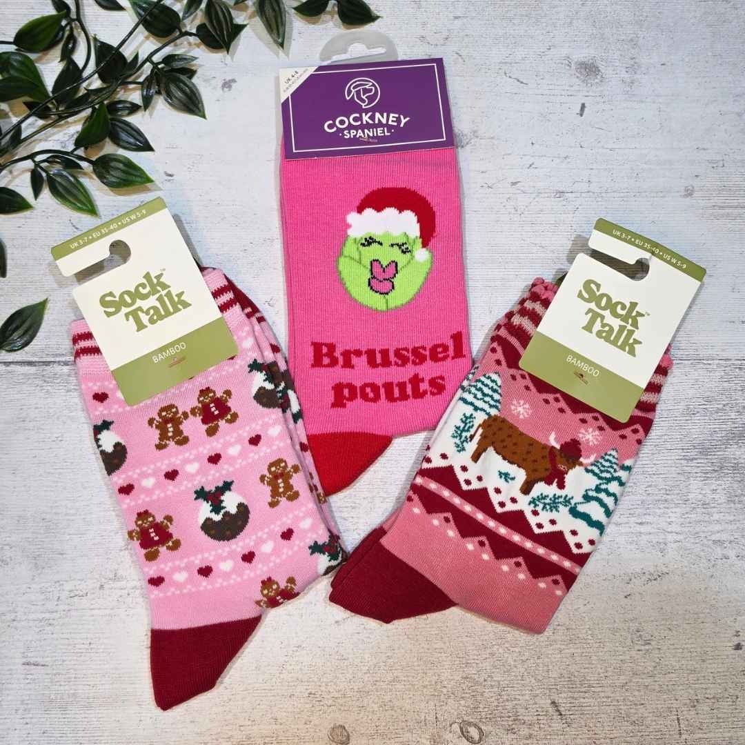 Pink & Pouty Christmas Sock Set - funny xmas socks for women | Laughing Sisters UK