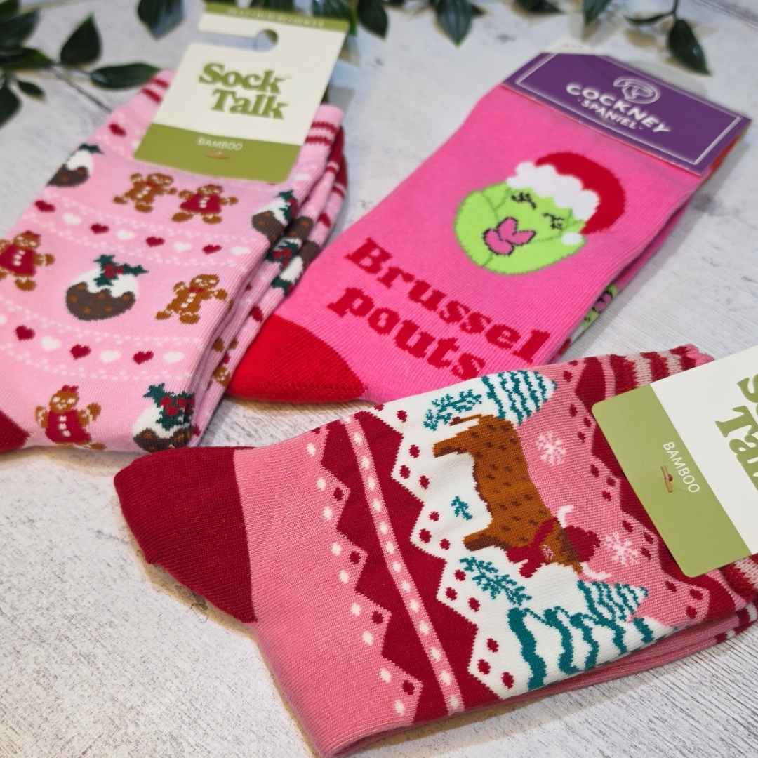 Pink & Pouty Christmas Sock Set - funny xmas socks for women | Laughing Sisters UK