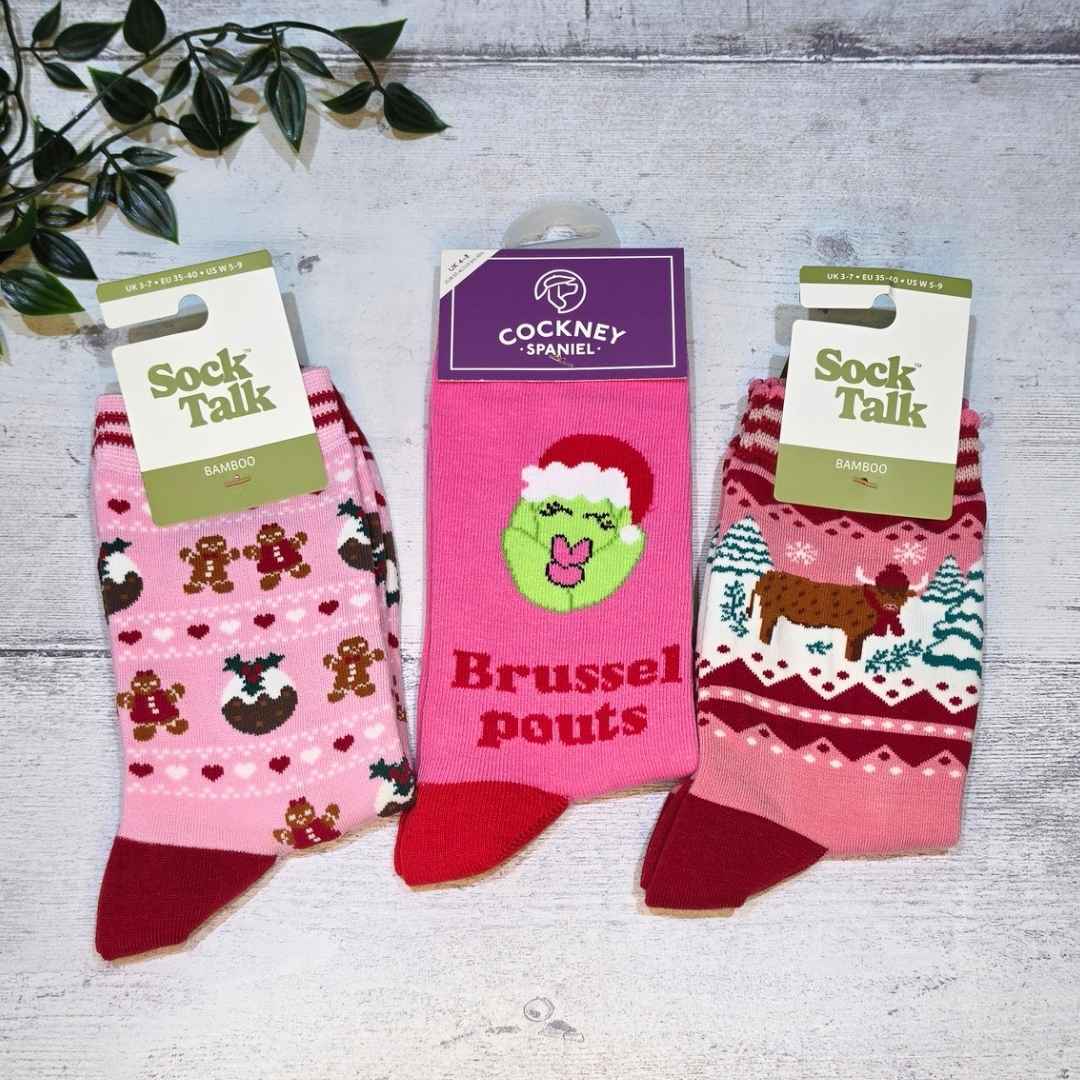 Pink & Pouty Christmas Sock Set - funny xmas socks for women | Laughing Sisters UK
