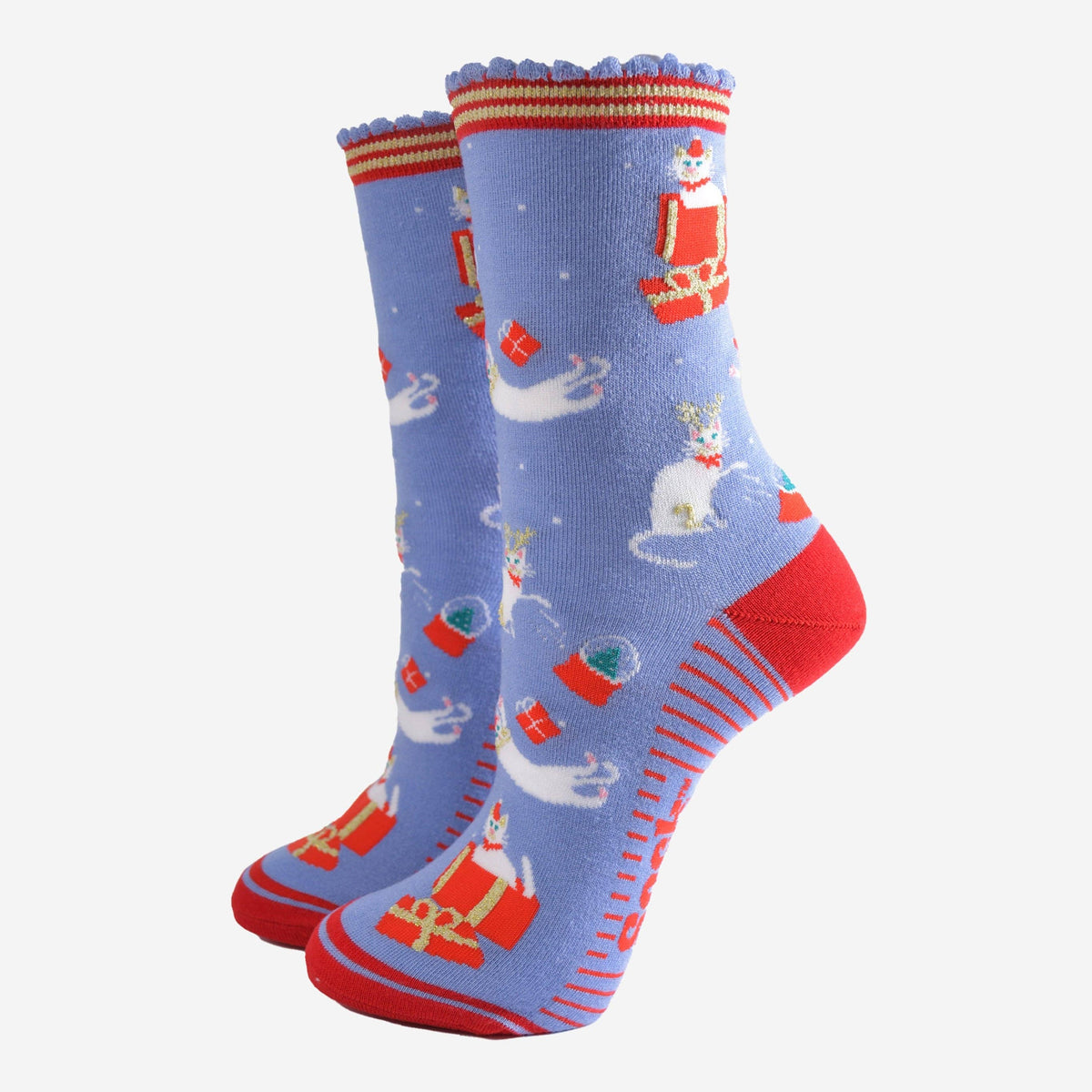 Christmas Cat Women's Bamboo Socks | Laughing Sisters UK