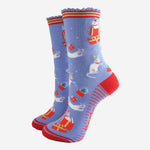 Christmas Cat Women's Bamboo Socks | Laughing Sisters UK