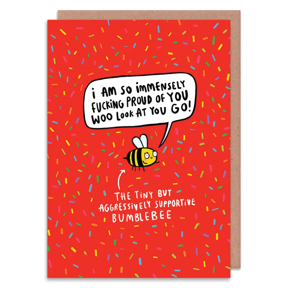 Aggressively Supportive Bee Card | Congratulations Card - Cards