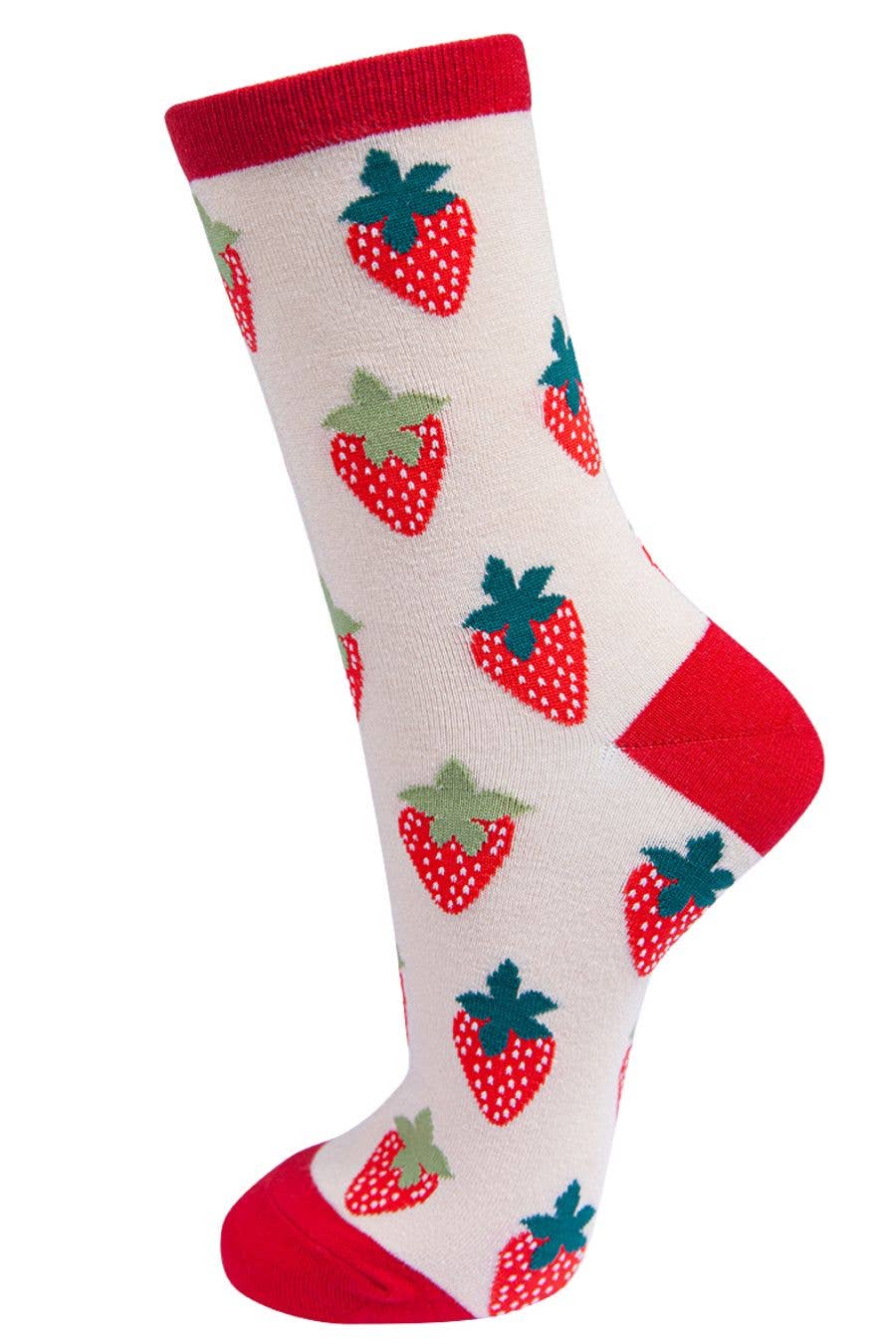 Fun Strawberry Womens Bamboo Socks | Laughing Sisters UK