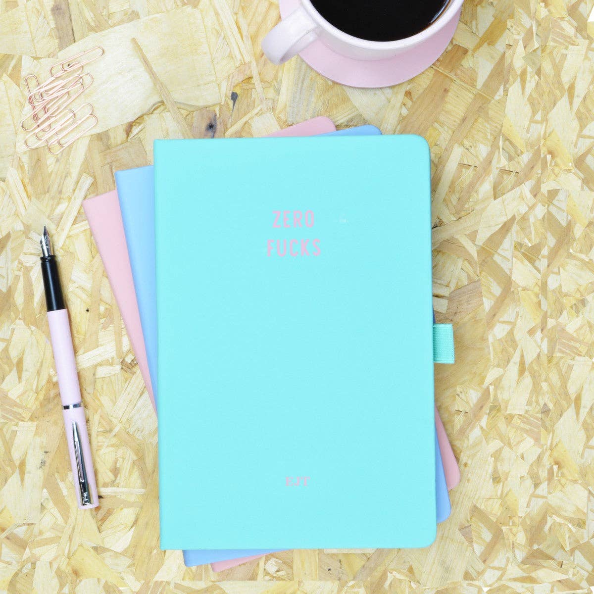 Turquoise 'Zero Fucks' hardback notebook | Laughing Sisters UK