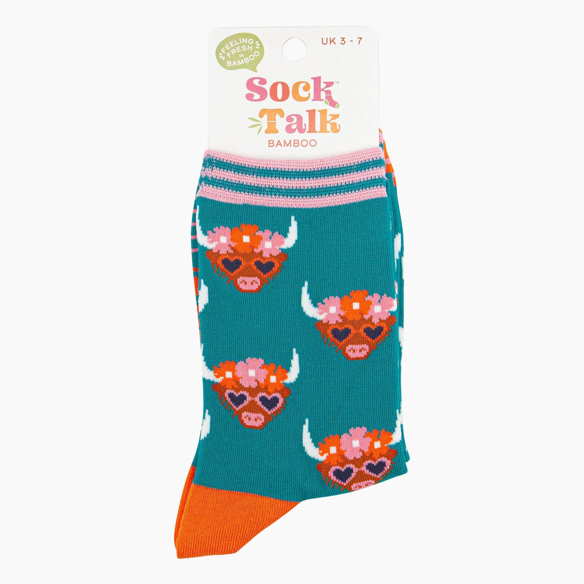 Floral Highland Cow women's socks | Laughing Sisters UK