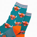 Floral Highland Cow women's socks | Laughing Sisters UK