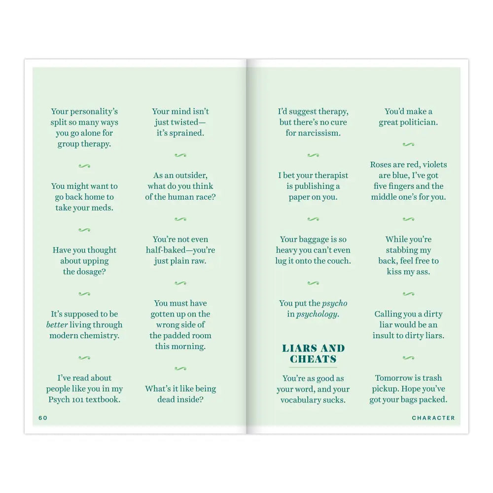 Insults & Comebacks - Lines for All Occasions Book - Books & Stationery