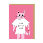 Live Laugh Love Grumpy Cat Greeting Card - Cards