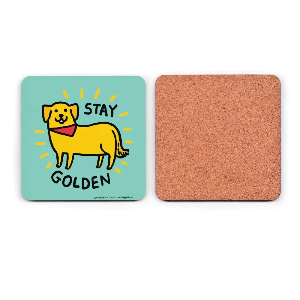 Stay Golden Dog Drinks Coaster - Kitchen