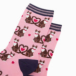 Pink womens bamboo socks for cat lovers | Laughing Sisters UK