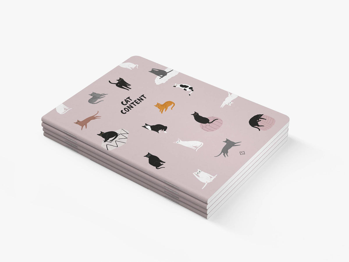 'Cat Content' Pink Notebook | Laughing Sisters UK