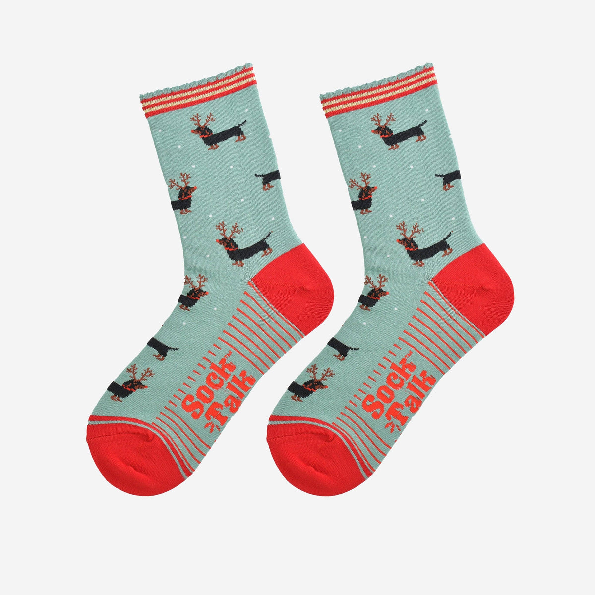 'Sausage Dog Reindeer' Christmas Women's Bamboo Socks | Laughing Sisters UK