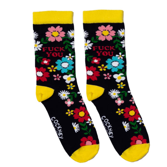 Fuck You - sweary women's socks with flowers | Laughing Sisters UK