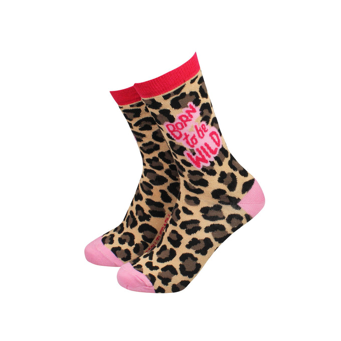 Born to be wild - leopard print women's socks | Laughing Sisters UK