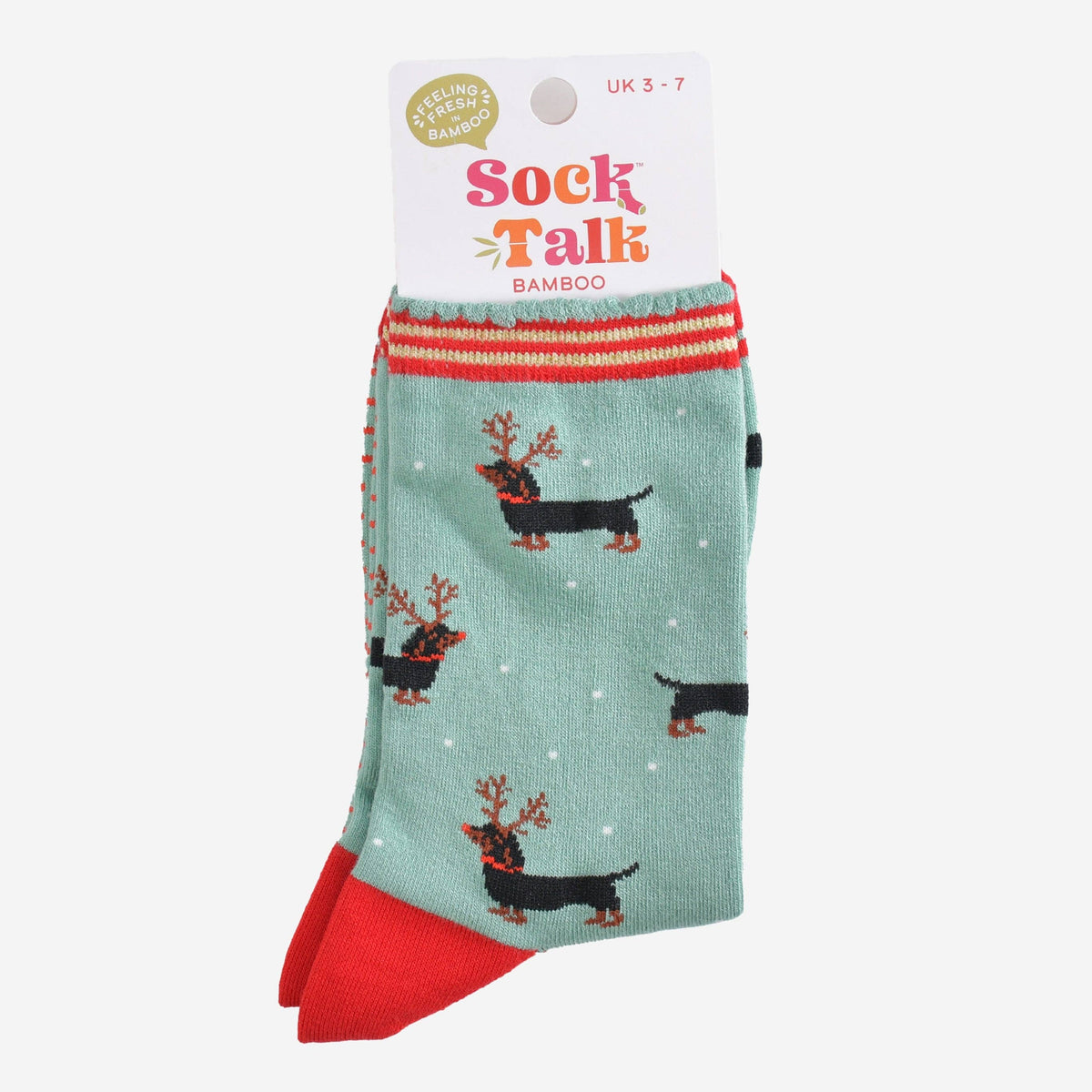 'Sausage Dog Reindeer' Christmas Women's Bamboo Socks | Laughing Sisters UK