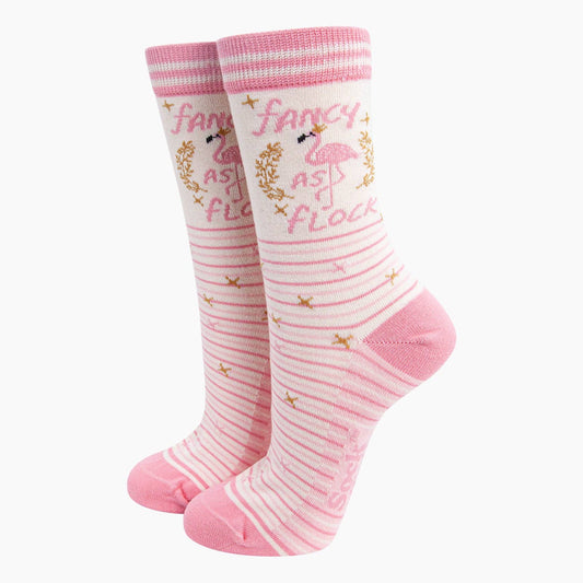 Fancy as flock - funny flamingo socks for women | Laughing Sisters UK