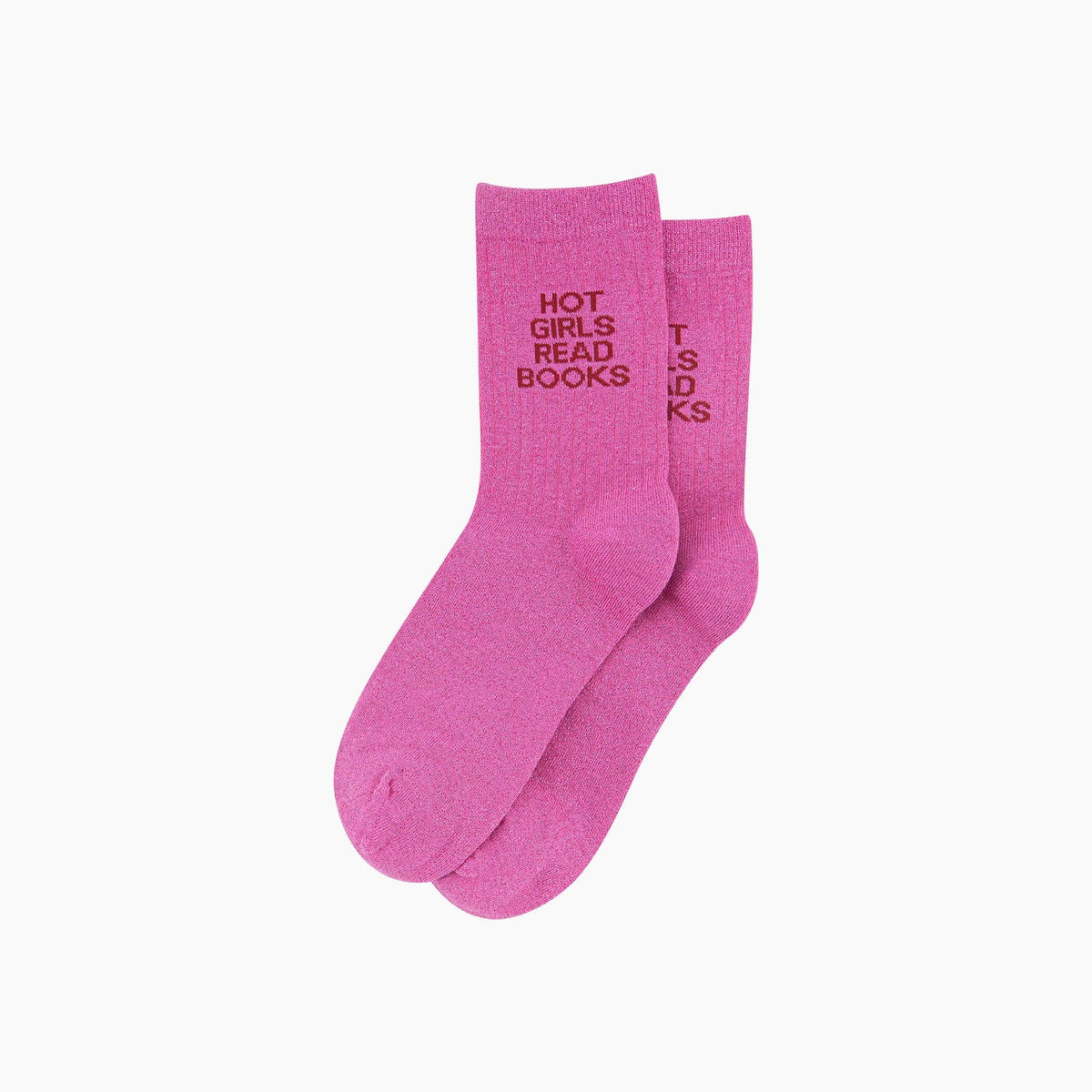 Hot girls read books - pink glitter socks. Socks for book lovers, literary gifts | Laughing Sisters UK