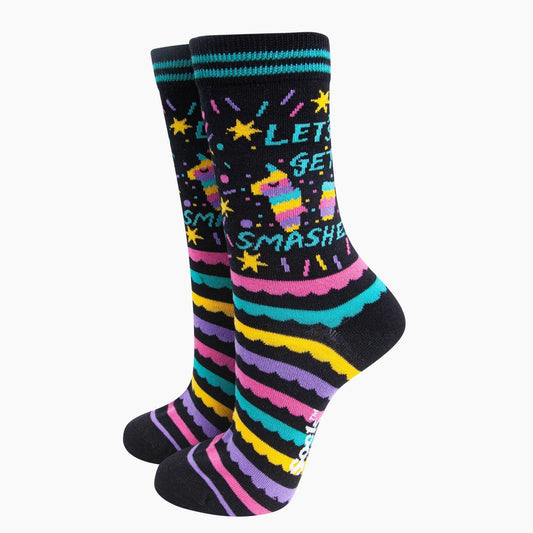 Pinata 'Let's Get Smashed - Funny Women's Socks | Laughing Sisters UK