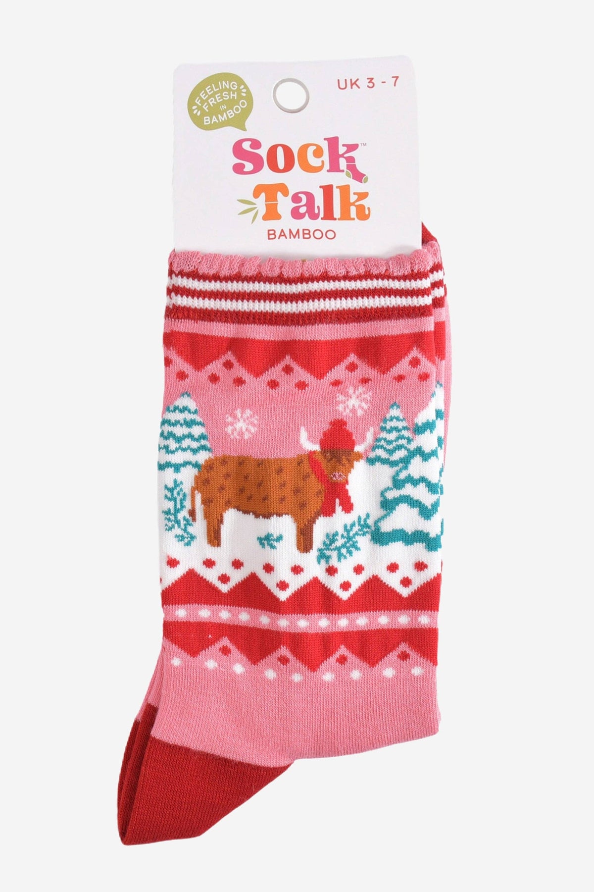 Winter Highland Cow Women's Bamboo Socks | Laughing Sisters UK