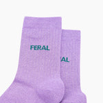 'Feral' purple glitter women's cotton socks - funny feminist gift | Laughing Sisters UK