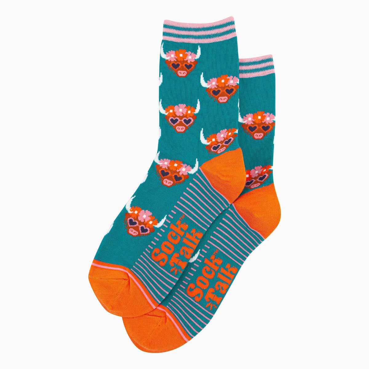 Floral Highland Cow women's socks | Laughing Sisters UK