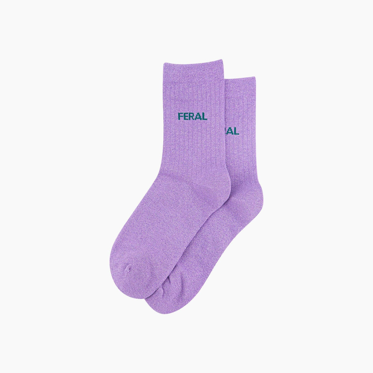 'Feral' purple glitter women's cotton socks - funny feminist gift | Laughing Sisters UK