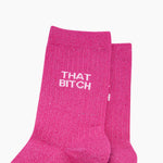 THAT BITCH Pink Glitter Socks for Women. Funny Feminist Socks | Laughing Sisters UK