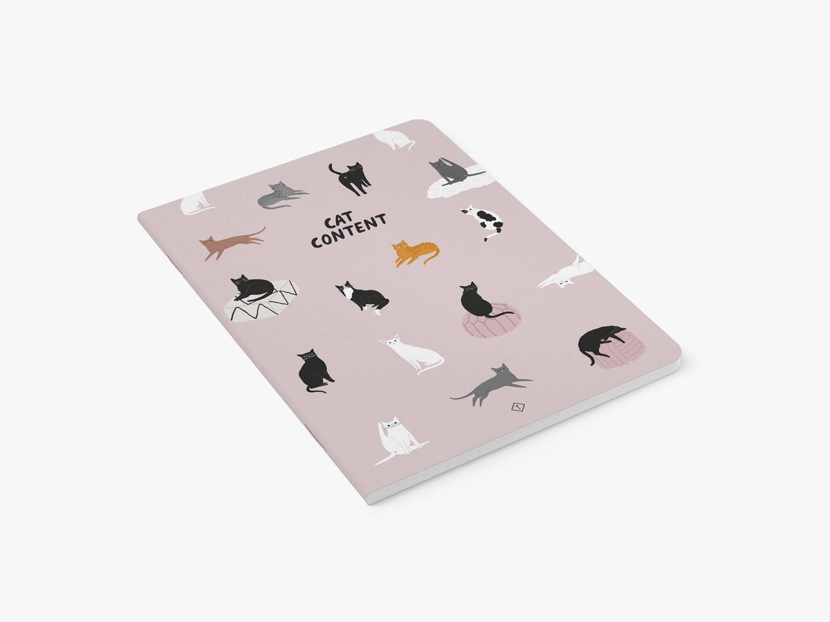 'Cat Content' Pink Notebook | Laughing Sisters UK