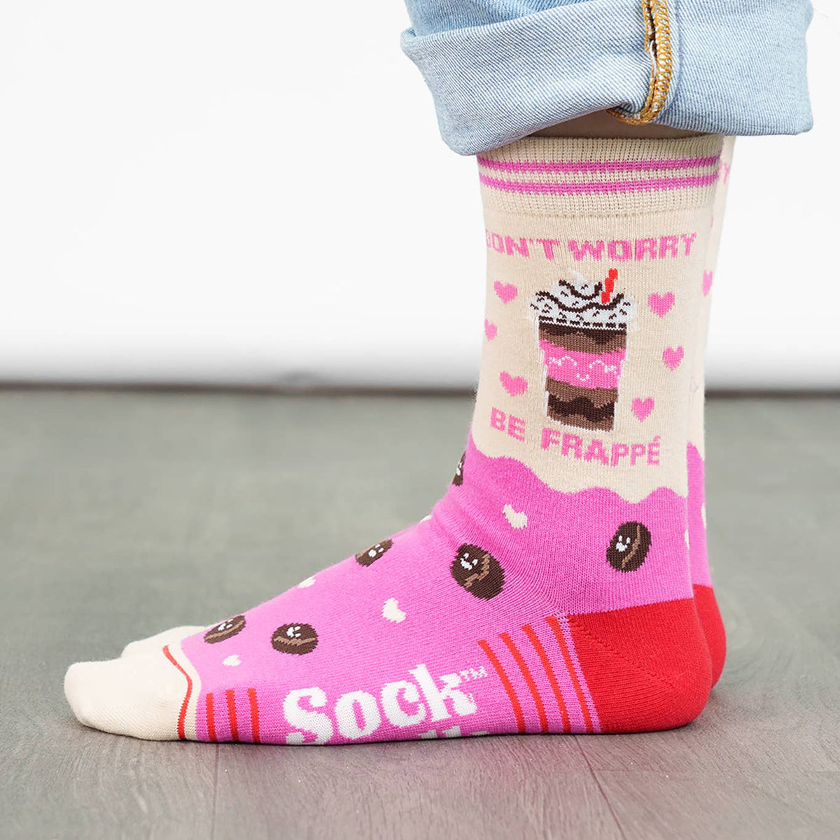 Don't worry be frappe - funny womens socks for coffee lovers | Laughing Sisters UK